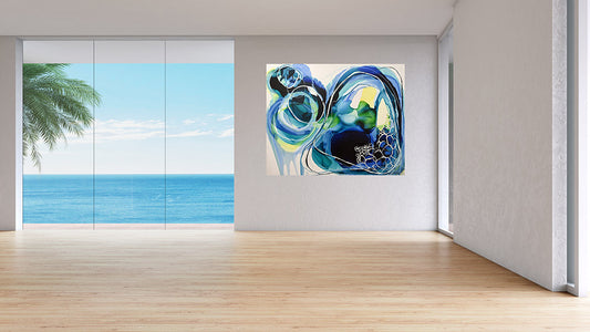 Turquoise Organic Lara Scolari Water Ink fluid Art Abstract Sydney LA Corporate TOAF Ocean Interior Design Collectible Circle Voyage