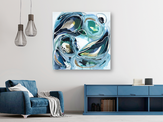 Blue|Turquoise|Lara Scolari|Circle|Organic|harmony|Fish|together Australian Art|landscape|Sydney|abstract