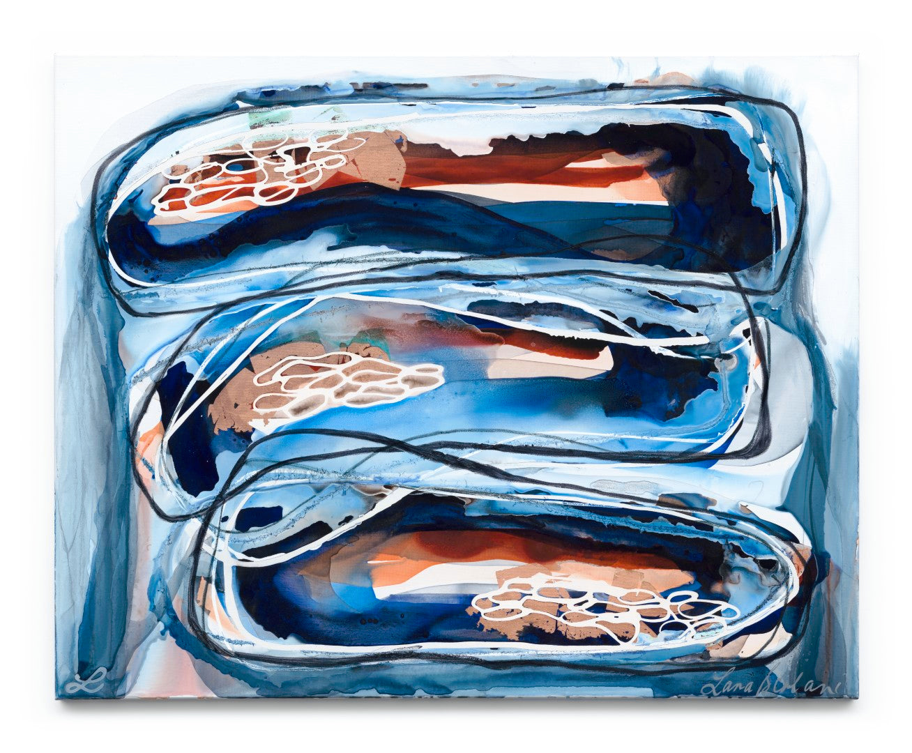 Bedrock|Lara Scolari|Blue |Earth|Movement|Fluid|Navy|Organic|australian art