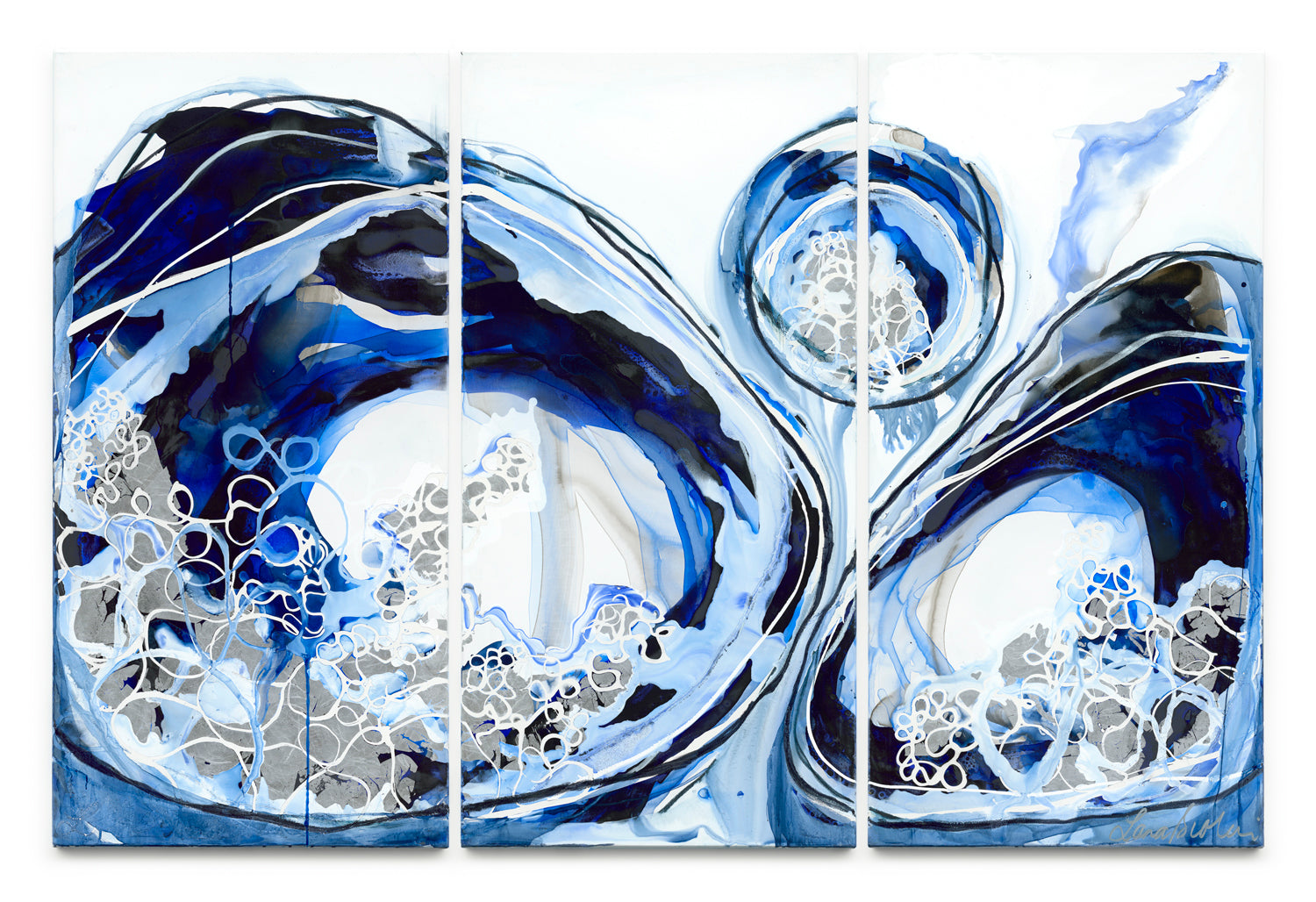Dive|blue|fluid|abstract art|triptych|australian art|lara Scolari