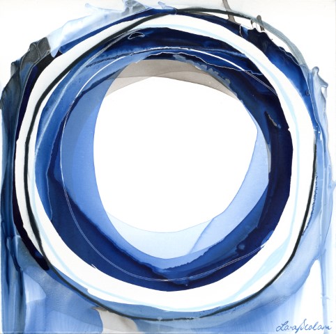 blue circle cobalt Lara Scolari Australian Abstract Expressionist Art fluid water energy harmony life happy corporate interior design
