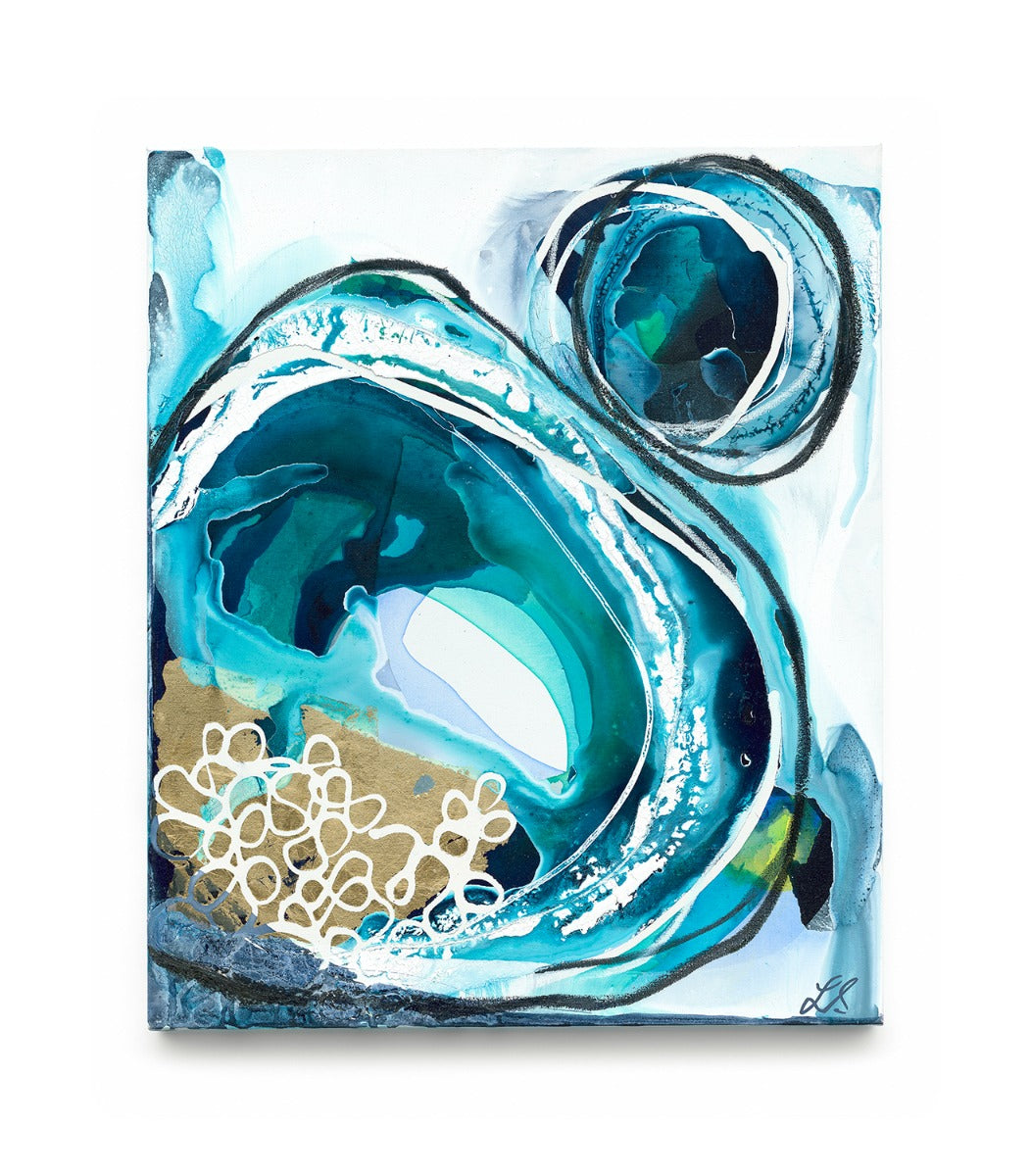 Salt + Mini I Lara Scolari abstract art Australia blue organic circle interior design contemporary artwork Gold Leaf