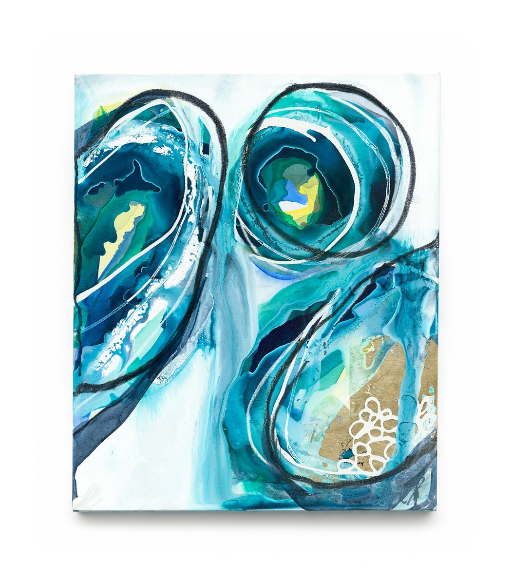 Salt + Mini II Lara Scolari abstract art Australia blue organic circle interior design Gold Leaf contemporary artwork