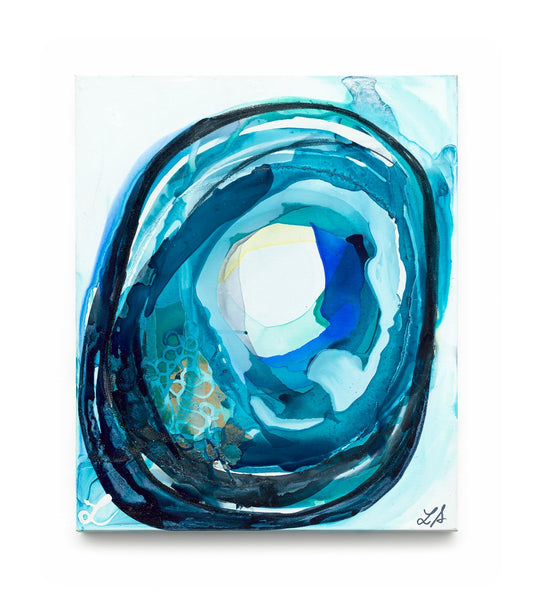 Salt + Mini III Lara Scolari abstract art Australia blue organic circle interior design contemporary artwork Gold Leaf