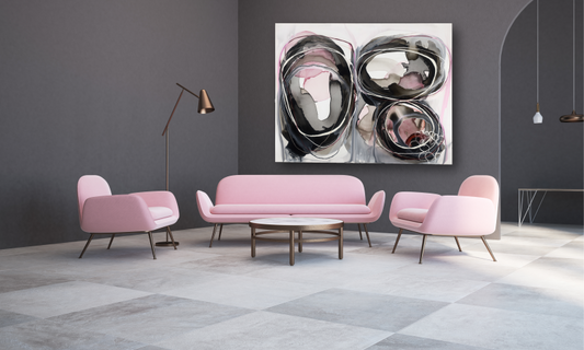 Pink Grey Organic Lara Scolari Water Ink fluid Art Abstract Sydney Corporate   Interior Design Collectible Circle Australia 