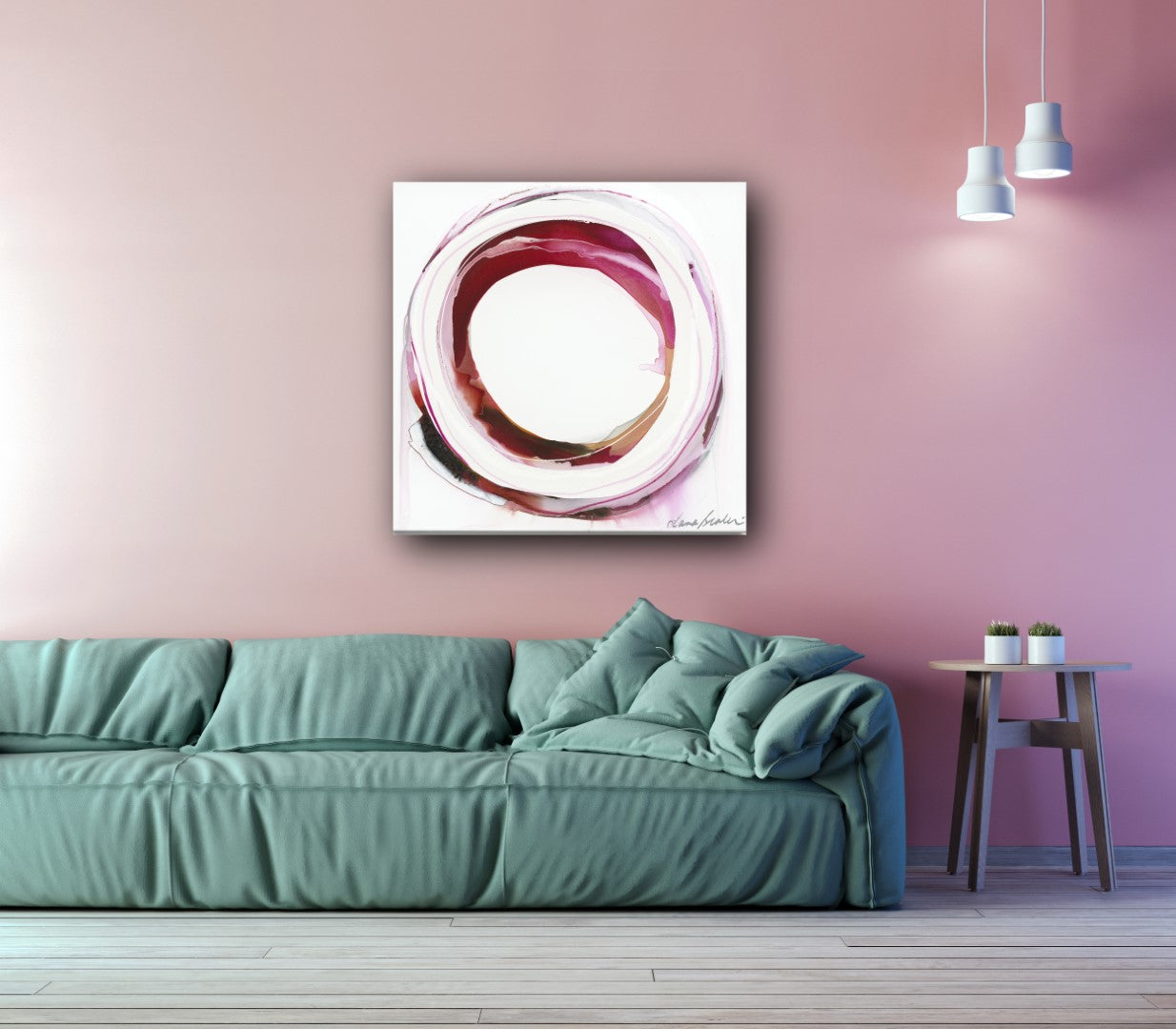 pretty in pink|pink|circle|Australian art|abstract art|original art|Sydney|interior design|contemporary|design|colour|larascolari|lara scolari